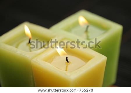 Three green candles