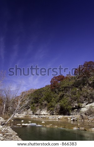 Autumn along the North Fork of the Guadalupe River near Hunt, Texas.