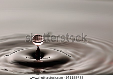 Water drop close up into a beautiful shape.