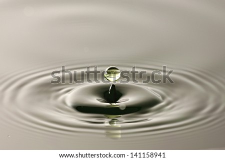 The Water drop close up into a beautiful shape.