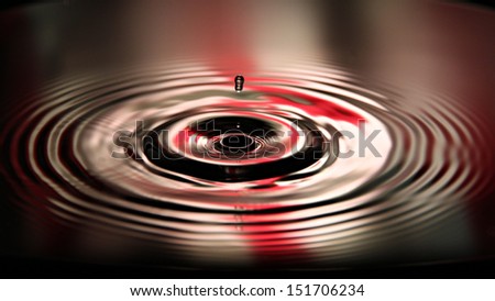 Closeup Pictures water drops a beautiful shape on Red and white Background.