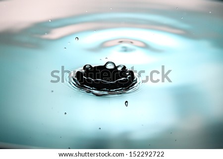 Water drops a beautiful Crown shape on blue and white Background.