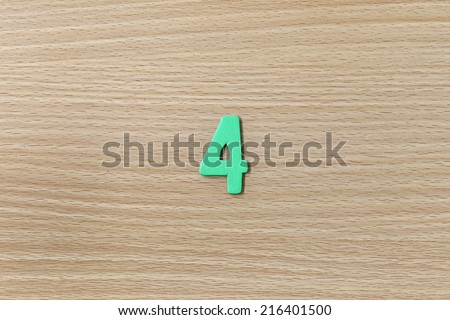 Arabic numbers of colorful on wood background.