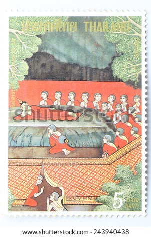 BANGKOK - A old stamp printed by Thailand Post circa 1992 and shows image of Vesak Day ,THAILAND.