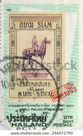 BANGKOK - A old stamp printed by Thailand Post circa 1993 and shows image of World Philatelic Exhibition,THAILAND.