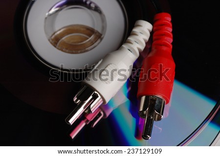 Audio-video connectors on DVD disks.