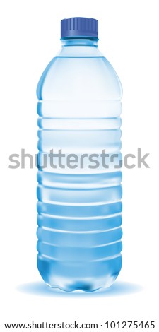 Vector bottle with clean blue water