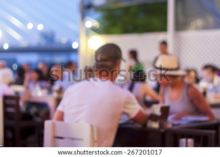Romantic Restaurants Bokeh at night, Defocused background.