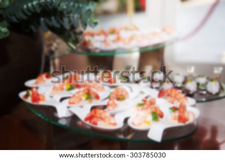 Blurry of Buffet in hotel or restaurant
