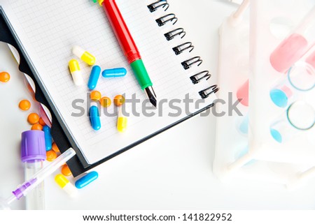 medical records, patient prescriptions,Doctor appoint prescription drugs to patients isolated on white