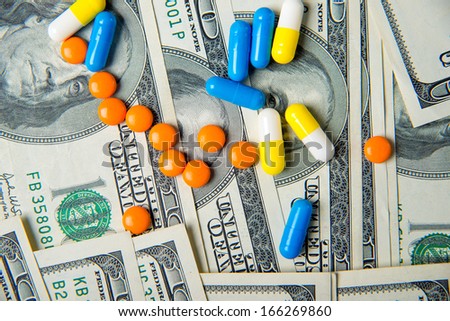 drugs, pills, money, dollars