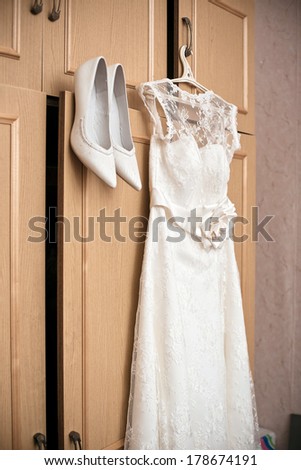 bridesmaid dress. Wedding shoes