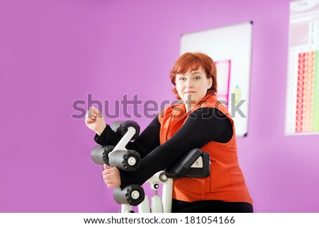 woman playing sports. woman on the simulator
