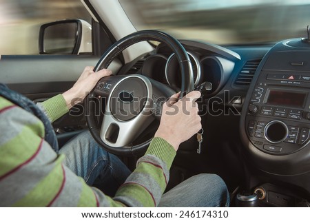 man behind the wheel