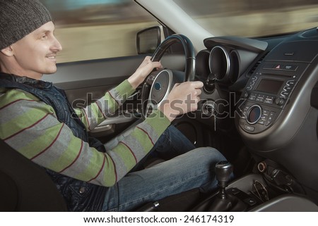 man behind the wheel