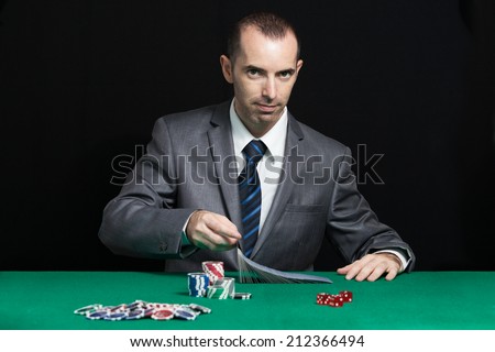Blackjack In A Casino, Casino Worker Shuffling Cards