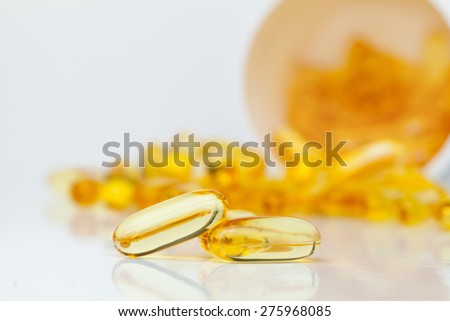 Omega 3 capsules from north Fish Oil on white background