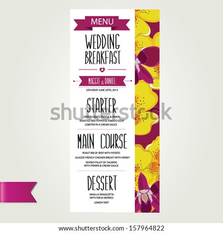Wedding menu template design.Vector illustration Wedding menu template design.Vector illustration