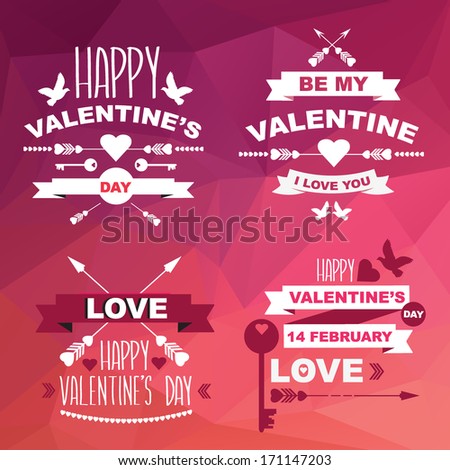 Valentine's Day set of symbols.Typography Vector illustration Valentine's Day set of symbols.Typography Vector illustration