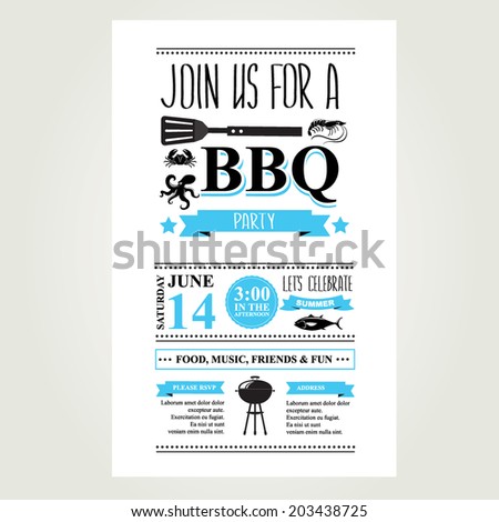 Barbecue party invitation BBQ brochure menu design Barbecue party invitation BBQ brochure menu design