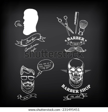 Barber shop labels vector icons Barber shop labels vector icons