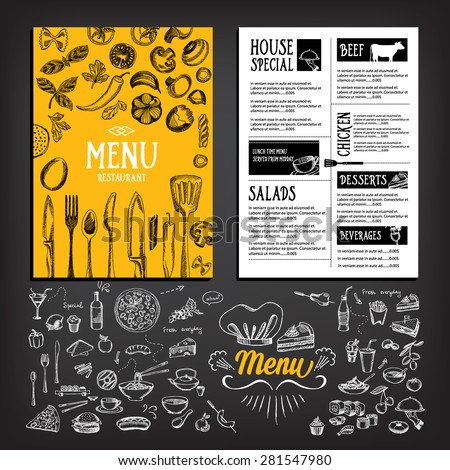 Cafe menu restaurant brochure. Food design template.