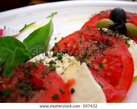 Caprese salad is a salad made of mozzarella cheese and tomatoes using olive oil and spices.