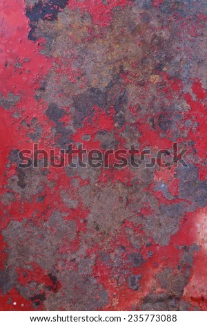 Red surface peeling paint peeling off and dirty rust
