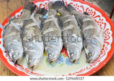 Steamed fish on plate,thai food