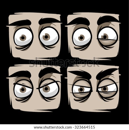 Scared eyes and angry eyes. cartoon vector illustration