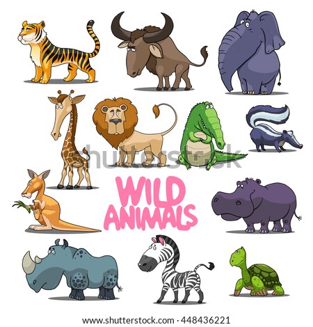Cartoon Wild Animals Set Stock Vector 448436221 : Shutterstock