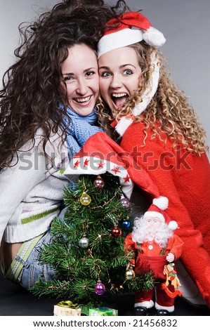 crazy friends with santa celebrating christmas