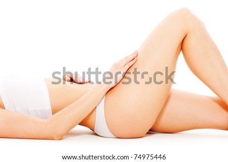 stock photo lovely feminine body in white underwear