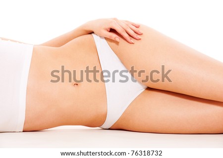 stock photo beautiful woman's body in white underwear