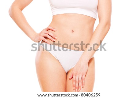 stock photo beautiful healthy woman's body in white underwear