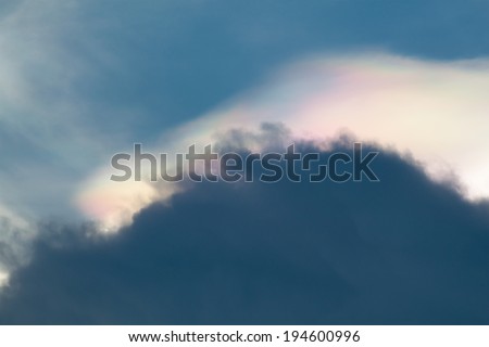 A rare sight: iridescent clouds. Diffraction can make clouds shine with colours like a corona.