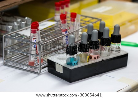 close up  of bottle blood type test kit