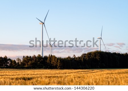 Wind Power Stations in a Corn Field, Bavaria Germany