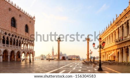 Worlds Most Beautiful Square Piazza San Marco. Picture Of The Amazing Historical Square Of San Marco In The Lagoon City Of Stone Venice In Italy