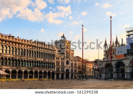 Worlds most beautiful square Piazza San Marco. Picture of the amazing historical square of San Marco in the lagoon city of stone Venice in Italy
