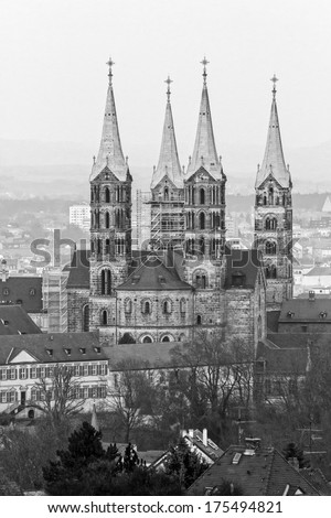 Dome of Bamberg. Picture of the famous picturesque catholic cathedral of Bamberg. Landmark Picture was taken in winter
