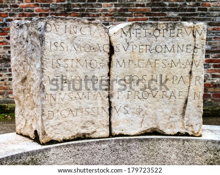 Ancient Roman Stones with Inscriptions in Augsburg, Germany / Europe