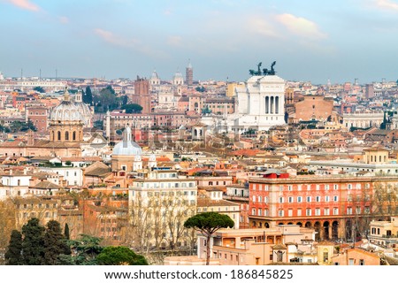 To Rome with Love. Fantastic Cityscape View from the Gianiculo in the evening hours