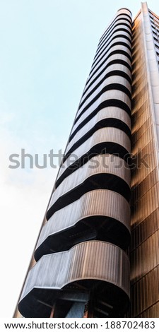 ROME, ITALY - MARCH 26 2014: Architecture Detail of a Bureau Building at the EUR in Rome on MARCH 26 2014 in Rome in Italy