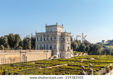 Roman Villa with Hedge Maze in the City Park