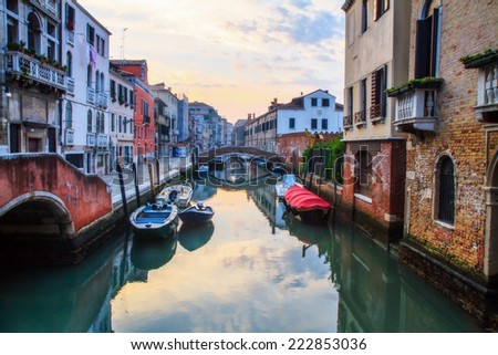 Canals of Venice. Picture from the lagoon city Venice in September in Italy