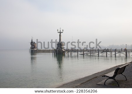 Harbor at Lake Constance in Autumn. Lovely atmosphere in the german city of Constance in Baden Wurttemberg