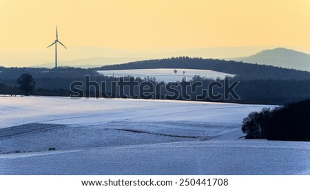 Cold snowy winter wonderland in the franconian Jura Region of Bavaria, Germany. Sweet Solitude. White and Lonely Landscape