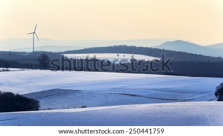 Cold snowy winter wonderland in the franconian Jura Region of Bavaria, Germany. Sweet Solitude. White and Lonely Landscape
