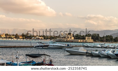 PALERMO, ITALY - JUNE 27 2014: Palermo Boat Harbor on a warm summer evening in Sicily, Italy. Lovely Mediterranean Atmosphere